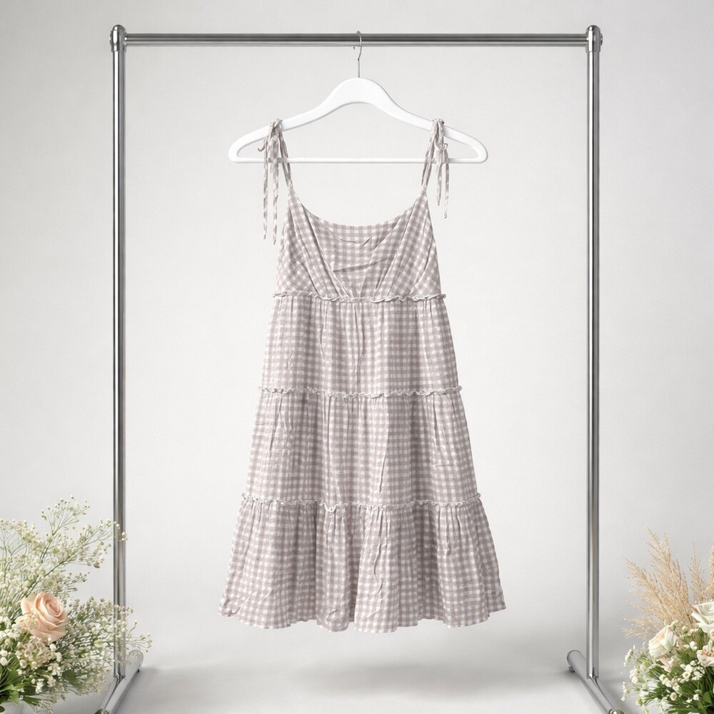 Dress Forum Sundress Womens Size M Gingham Tiered Mini Tie Straps - Picture 2 of 3